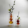 Vaser Strongwell Nordic Color Glass Vase Art Ornament Desktop Hydroponic Double-Layer Flower Vase Modern Home Decoration Wedding Present P230411