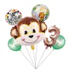 Décoration de fête 1set dessin animé animal brun singe air hélium ballon zoo safari ferme thème décorations d'anniversaire enfants baby shower T291r