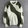 Herrtröjor Casual Fashion Pullover Tröjor Päls Mens stickade underkläder Kontrast tröja för män plus storlek 4xl ullkläder