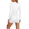 Casual Dresses Fashion Women Ladies Autumn Sexy Bodycon Dress Long Sleeve Mock Neck Solid Color Ruched Stretch Mini Club Black White