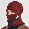 Cykelmössor masker vinter 3-delad hatt halsdukmask set stickad mössa nack varmare varm balaclava krage tillbehör unisex