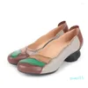 Отсуть обувь Koznoy 4,5 см каблуки ретро -этническое смешанное цвет женщин в элегантности
