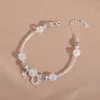 Strand Simple Womens Natural Crystal Bracelets For Fine Silve Plated Moonstone Star Moon Couples Gift Jewellery