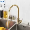 Kökskranar ULA Black Gold Mixer Cold Water Tap Munstycke Rostfritt stål 360 Rotate Deck Mount Sink S 230411