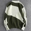 Herrtröjor Casual Fashion Pullover Tröjor Päls Mens stickade underkläder Kontrast tröja för män plus storlek 4xl ullkläder