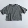 T-Shirts Kinder Kleidung Sommer Baby Mädchen Jungen Baumwolle Kinder Pullover Tops Streifen Kurzarm Japan Korean Style 230412