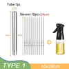 Tools Stainless Steel Barbecue Skewer Reusable BBQ Skewers With Oil Bottle Stick For Outdoor Camping Picnic