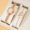 Wristwatches Watch For Women Women's Watches Trendy Small Sugar Bracelet Table Luxury Rose Gold Studded Love Set.