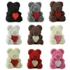 Rose Teddy Bear Cuore PE Schiuma di sapone Fiore artificiale Rose Bear 25cm 40cm Per le donne San Valentino Matrimonio Compleanno Natale Gif286K