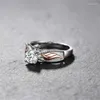 Cluster Rings Attractive Charm Silver Rose Gold Colors Wing For Women Trendy Metal Inlaid White Stone Wedding Engagement Jewelry