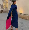 Abito da spettacolo con tubino blu scuro scuro 2023 Una spalla con maniche ad aletta in raso Lunghezza alla caviglia Abiti da cerimonia da sera Robe De Soiree Vestidos Festa personalizzata