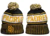 Padres Beanies San diego Beanie Cap Wool Warm Sport Knit Hat Baseball North American Team Striped Sideline USA College Cuffed Pom Hats Men Women