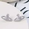 Projektant Viviene Westwoods kolczyki Zachodnia Cesarzowa Dowager Studs z niszowym projektem francuskie haute Couture Temperament wstawki w stylu Women Full Diamond