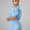 New Female Denim Jackets Women Plus Size Clothing Fashion Short Sleeve Bubble Sleeve Coat Streetwear Tops Designer Jeans