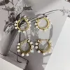 Pendientes de aro Joyas de apariencia elegante simple Perlas de plástico Adornado Latón chapado en oro Para mujeres Vida diaria