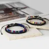 Bracelet en ruban tissé à la main de Style bohémien, ensemble de 2 pièces avec perles en pierre de lave de 4mm, bracelet à breloques pour hommes et femmes
