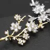 Brooches Pretty Copper Plum Blossom Lapel Pins Dazzling Full Zircon Paved Flower Spray Brass For Friends Ie