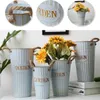 Vases Vintage Wrought Iron Flower Vase Succulent Pot Plant Bucket Dry Flower Bucket Nordic Home Decor Wedding Party Vase Decoration P230411