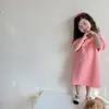 Vestidos de menina primavera crianças garotas vestidos de manga longa cor rosa elegante bebê princesa de festas de festa por 3-8 anos