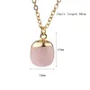Kedjor Fashion Gold Color Geometry Round Ball Rose Quartz Pendant Halsband för kvinnors smycken