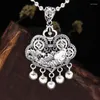 Pendant Necklaces Fuzi Tongxin Lock For Female Ethnic Retro Hollow Lotus With Over Years Of Golden Carp