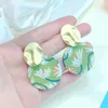 Dangle Earrings Simple Geometric Pure Girl Cute Sweet Wild Flower Pattern Soft Pottery Temperament Fashion Student Summer Spring Lovely