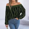 Kadın Sweaters Fashion Casual High Street Hamam Kazak Sonbahar Kış Zıt Renkleri Kadın Tek Kelimeli Yakör Fener Kılıf Üstleri