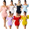 NEW Designer Sexy Strapless Dresses Summer Women Mesh Sleeve Off shoulder Dress Skinny Bodycon Dress Birthday Party Night Club Wear Wholesale Clothes 9688