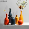 Vases Orange Yellow Blue Nordic Ceramic Dried Flower Vase Decoration Guest Restaurant Ornaments Home Decoration accessories gift P230411