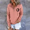 Hoodies للنساء من النوع الثقيل للنساء ذي الأكمام الطويلة هوديي pullover الزر غير الرسمي قمصان العرق العرق الجانبية zip