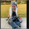 Beanieskull Caps Harajuku gótico lolita lolita japonês chapéu de gorro pequeno listrado listrado tap outono inverno ouvidos de gato fofo y2k menina feminina chapéus 230412