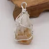 Citrine Natural Stone Irregular Prata Wire Pingente Crafts para Jóias Fazendo Charms Diy Acessórios de Brincho de Colar