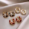 Ring oorbellen 2023 Koreaans design Mode-sieraden 14 Karaats Verguld Vintage Emaille Onregelmatig Elegant Dames Dagelijks Werkaccessoires