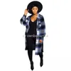 Designer Plaid Shirts Plus Size 3XL Women Fall Winter Clothes Long Sleeve Checked Bluses Long Style Cardigan Fashion Outerwear Streetwear Wholesale Clothes