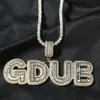 Nome inicial de letra de moda Nome personalizado Colar pingente personalizado gelado fora baguete zirconia cz 18k Real Gold Hip Hop Jóias de Aniversário DIY para homens