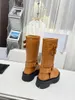 Mulheres Famosas Botas Longas Montezu Bota Alta Itália Trendy Duplas Fivelas Plataformas Impermeáveis Preto Marrom Couro Designer Clássico Ideia de Inverno Longs Bootes Box UE 35-40