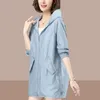 Chaquetas de mujer, chaqueta fina de verano para mujer, abrigo con capucha de protección UV para exteriores, abrigo informal a prueba de viento de manga larga para mujer, 4XL 230412