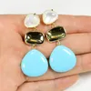 Dangle Earrings Blue Turquoise Triangle Shape Cz Beads Wedding Studs Stud For Women Lady Fashion Jewelry Gift