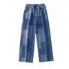 Jeans adolescentes 2023 printemps automne décontracté mode lâche bleu enfants jambe large pantalon école enfants pantalon 4 6 8 10 12 14 ans