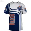 Men's T-Shirts 2022 Outdoor Bike T-Shirt Summer Casual Tops Edmonton New Men's Fashion Blue Orange Stitching White Note Print Oilers T-shirts 3M412