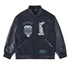 Män baseballjackor 2023SS Designer Black Jacka Leather Sleeve New York Mens Coats Qx4s