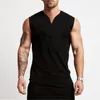 Débardeurs pour hommes Vêtements de sport Col en V Coton Bodybuilding Top Hommes Entraînement Chemise sans manches Fitness Sportswear Courir Gilets Muscle Singlets 230412