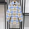 Women's Jackets Wool Blends Silhouette Coat Plaid Turn-down Collar 2023 Autumn Winter Single Breasted Female Large Pockets Jacket