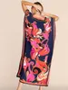 Kvinnors badkläder Bohemian Dress Print Beach täcker pareos de playa mujer över storlek baddräkt täcker mantel kaftan tunika maxi klänning 230412