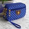 Bolsa de moedas feminina com estampa de bolinhas, bolsa de mão com pulseira, capa para chave de telefone, bolsa de maquiagem feminina, porta cartão de crédito tote215l