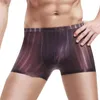 Calzoncillos Boxers de malla a rayas para hombre, Boxers cortos, ropa interior transpirable para hombre, Boxershorts de seda de hielo, bragas sexis