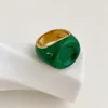 Cluster Rings Arrival Korean Style Green White Color Drip Oil Glaze Enamel Ring For Women Design Sense Elegant Party Jewelry Gifts