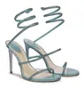 Luksusowa marka Renecaovilla Women Cleo Sandals Buty Crystal Strappy Women High Heels Lady Gladiator Sandalias Party Wedding Sexy Walking EU35-43 z pudełkiem