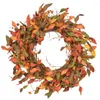 Flores decorativas Halloween Wreath Wreath Pumpkin Decor 19,7 polegadas grinaldas artificiais folhas frutas de abóboras ao ar livre