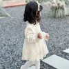 Abiti da ragazza Primavera Autunno Moda Bambino Ricamo in pizzo Fiore Manica lunga Abito da principessa Nato Infantile in cotone Solido Festa casual